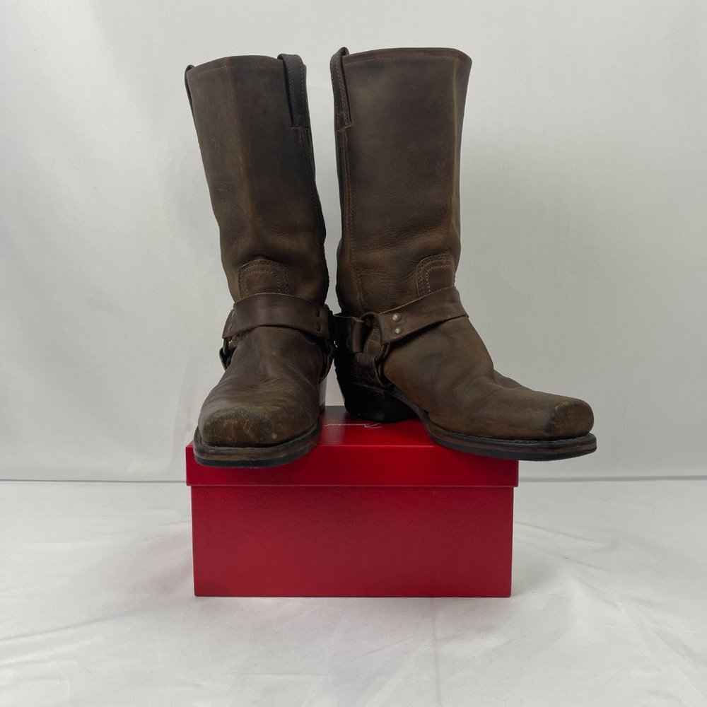 Frye Western Boots size 9 women's brown leather brass ankle strap